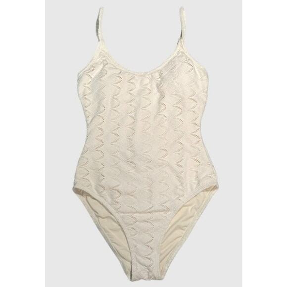 Andie Swim The Amalfi One Piece in Gardenia Cream Scallop Crochet S NWT - Picture 3 of 7